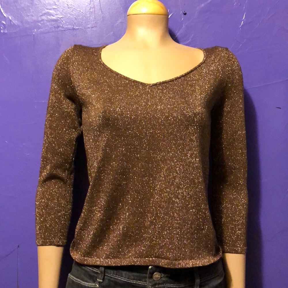 Ruby Cho  small Copper beaded back silk sweater
